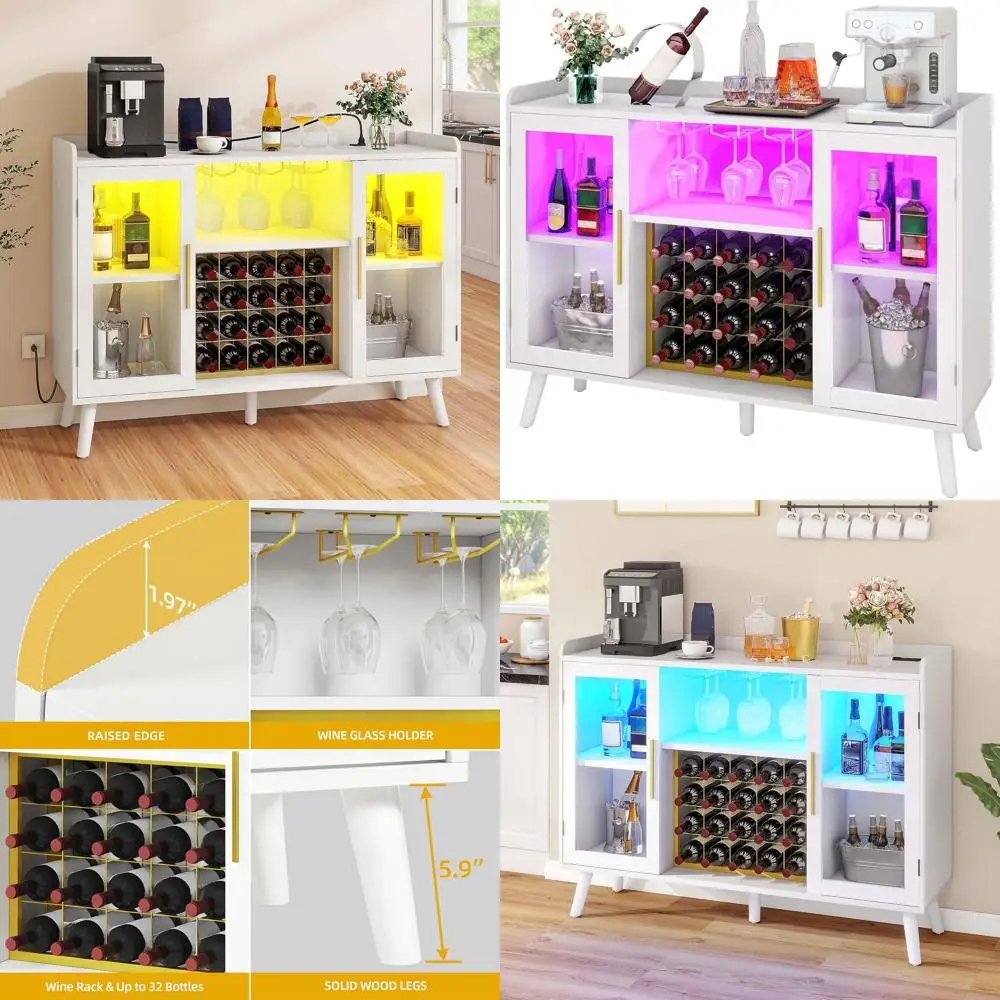 Illuminated 53 Wine and Liquor Cabinet with Power Outlets, White Storage Sideboard for Kitchen, Dining, and Living Spaces
Illuminated 53 Wine and Liquor Cabinet with Power Outlets, White Storage Sideboard for Kitchen, Dining, and Living Spaces