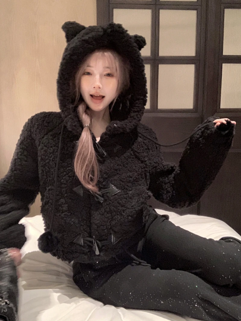 Sweet Hot Girl Casual Fleece Hooded Thick Coat Women's Autumn/winter Loose Lamb Wool Long-sleeved Jacket Fashion Female Clothes
Sweet Hot Girl Casual Fleece Hooded Thick Coat Women's Autumn/winter Loose Lamb Wool Long-sleeved Jacket Fashion Female Clothes