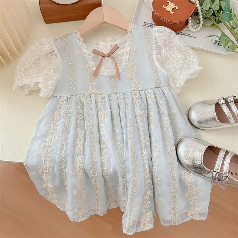 Kids Clothes Summer New Lolita Skirt Children's Fashionable Dresses Little Fresh Girls' Bubble Short Sleeve Bow Princess Dress
Kids Clothes Summer New Lolita Skirt Children's Fashionable Dresses Little Fresh Girls' Bubble Short Sleeve Bow Princess Dress