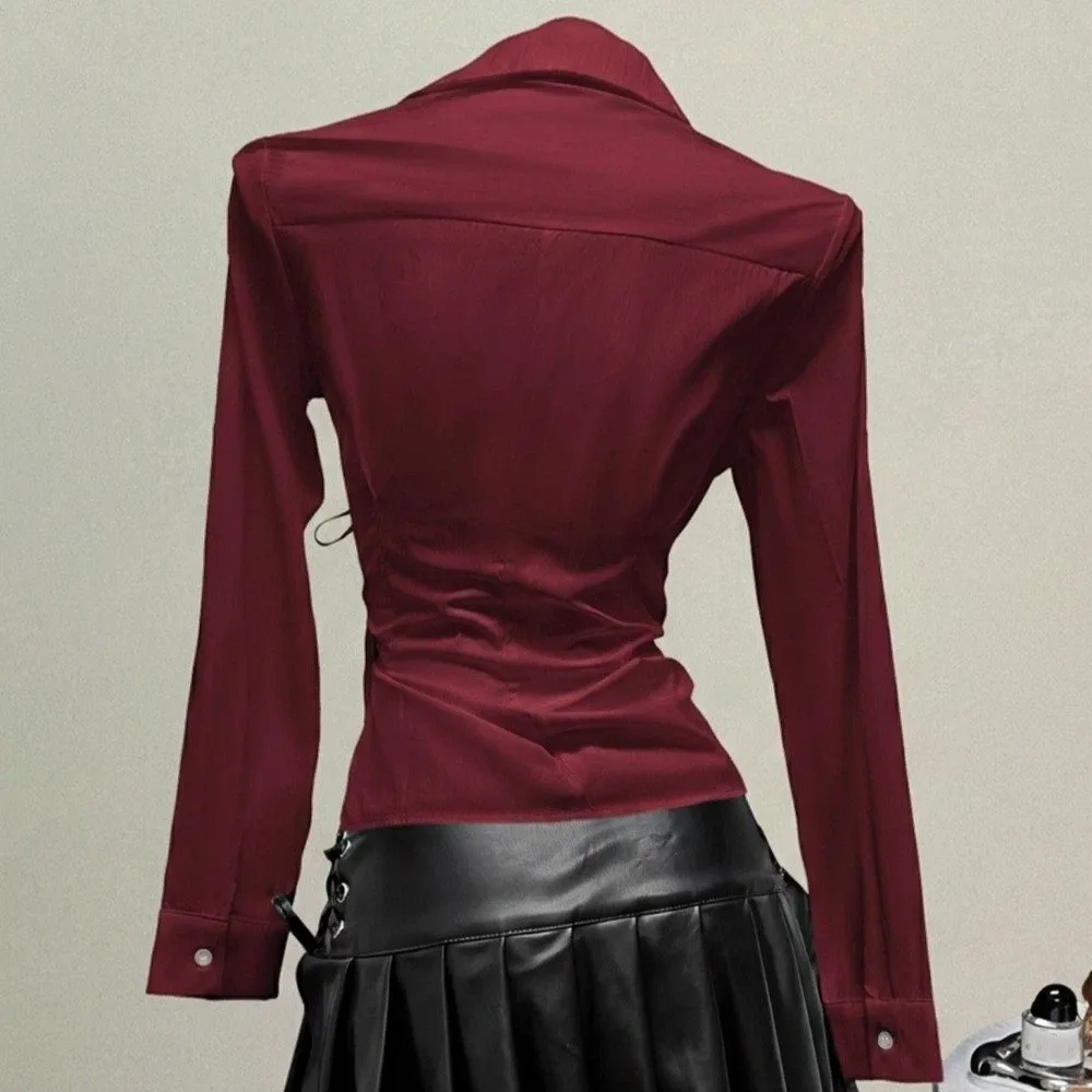 Street Style Long-sleeved Slim Fit Shirt V-neck Harajuku Women Tie-Waist Shirt Y2K Waist Up Cardigan Top Party
Street Style Long-sleeved Slim Fit Shirt V-neck Harajuku Women Tie-Waist Shirt Y2K Waist Up Cardigan Top Party