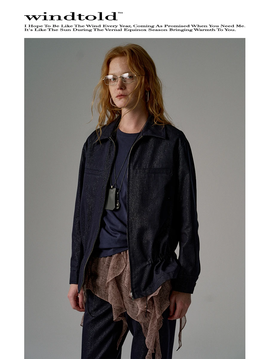 Windtold Retro Modern Silver Onion iny Denim Stand Collar Dstring Zipper ort Jaet Women's Commute Sle Loose Fit
Windtold Retro Modern Silver Onion iny Denim Stand Collar Dstring Zipper ort Jaet Women's Commute Sle Loose Fit