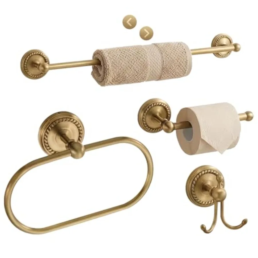 Antique Brass Bathroom Hardware Set 4 Pcs Gold Bathroom Accessories, Vintage Bath Towel Bar Toilet Paper Holder Towel Ring and
Antique Brass Bathroom Hardware Set 4 Pcs Gold Bathroom Accessories, Vintage Bath Towel Bar Toilet Paper Holder Towel Ring and