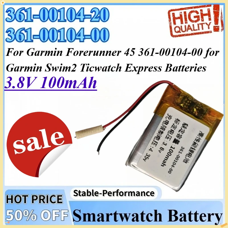 3.8V 100mAh 361-00104-20 Replacement Battery For Garmin Swim2 Ticwatch Express Batteries For Garmin Forerunner 361-00104-00 45
3.8V 100mAh 361-00104-20 Replacement Battery For Garmin Swim2 Ticwatch Express Batteries For Garmin Forerunner 361-00104-00 45