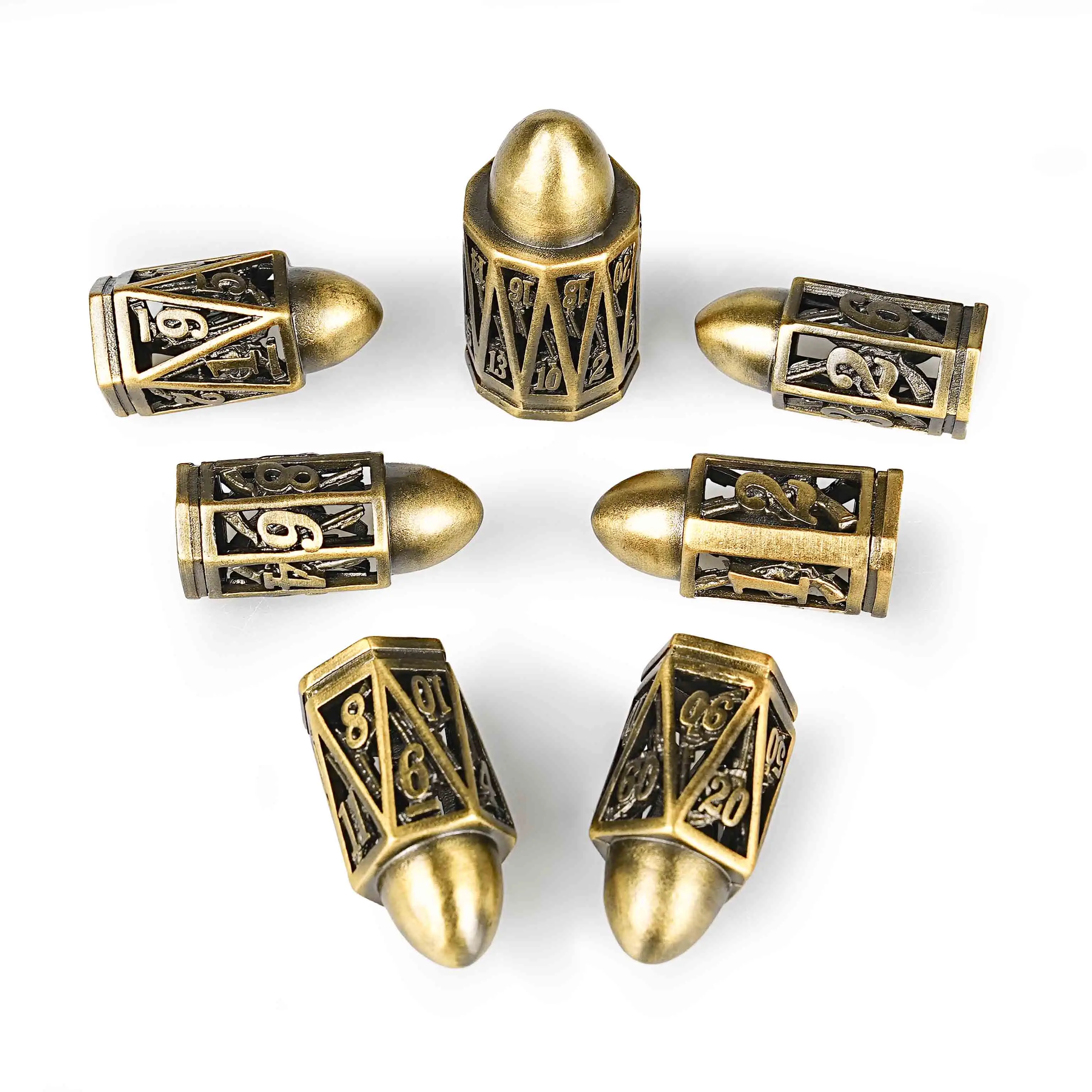 7Pcs DND Dice Antique Gold Hollow Metal Dice TRPG D&D Board Games Dungeons Dragons TRPG Polyhedral Digital Dice Table Game
7Pcs DND Dice Antique Gold Hollow Metal Dice TRPG D&D Board Games Dungeons Dragons TRPG Polyhedral Digital Dice Table Game