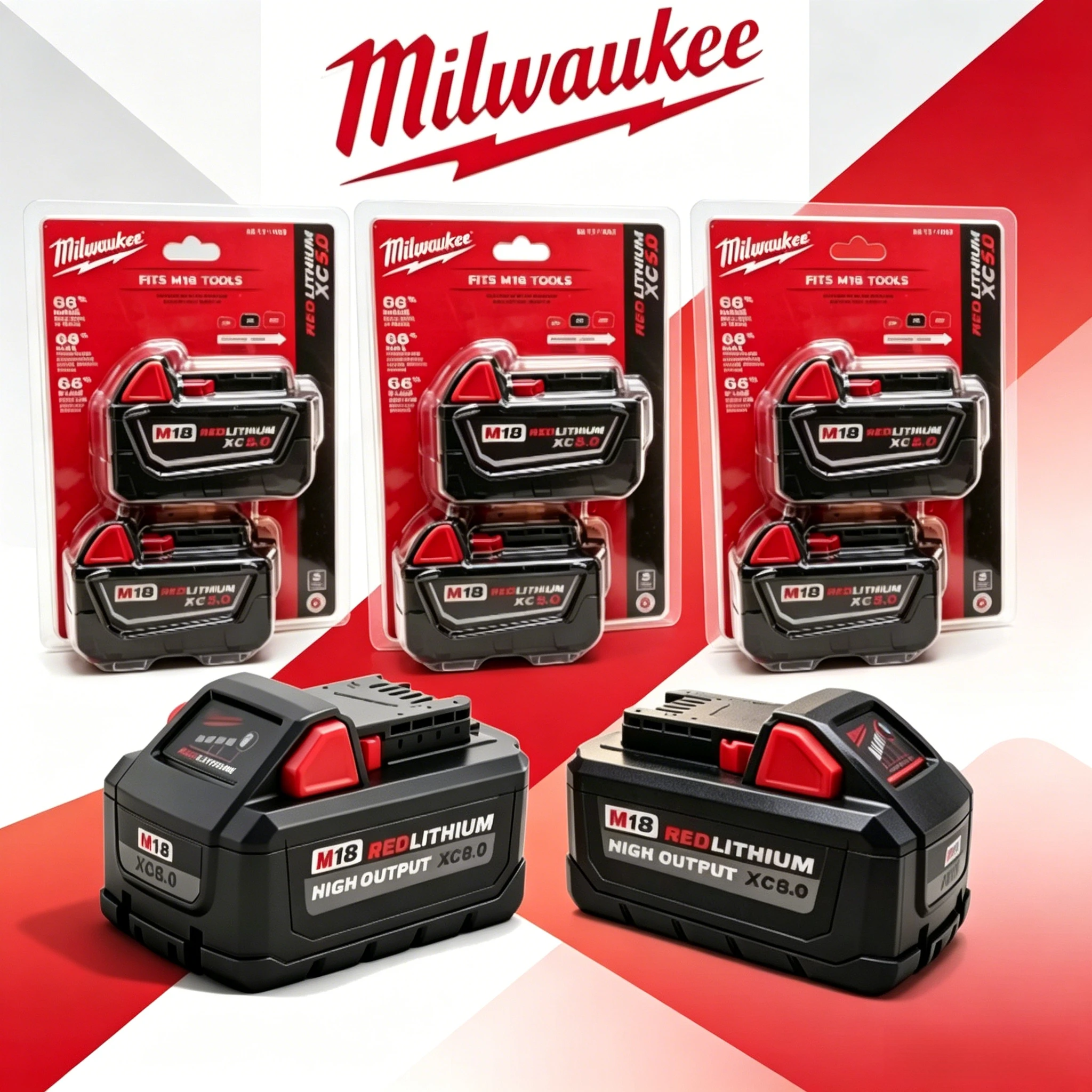 Original Milwaukee M18 Fast Charging Lithium ion Battery 5.0Ah 6.0Ah Compatible M18B5 M18B6 48-11-1860 Power Tools Battery
Original Milwaukee M18 Fast Charging Lithium ion Battery 5.0Ah 6.0Ah Compatible M18B5 M18B6 48-11-1860 Power Tools Battery