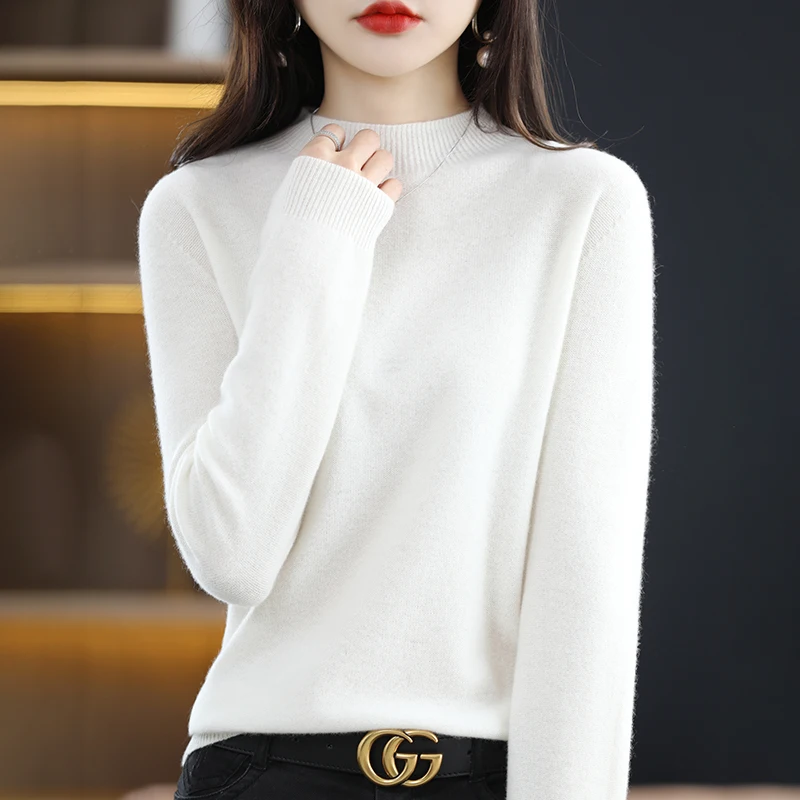 Woolen Sweater, Women's Gentle Style, Half High Collar, Inner Layer, Outer Layer, One Line Of Ready-made Clo Cathes, Solid Color
Woolen Sweater, Women's Gentle Style, Half High Collar, Inner Layer, Outer Layer, One Line Of Ready-made Clo Cathes, Solid Color