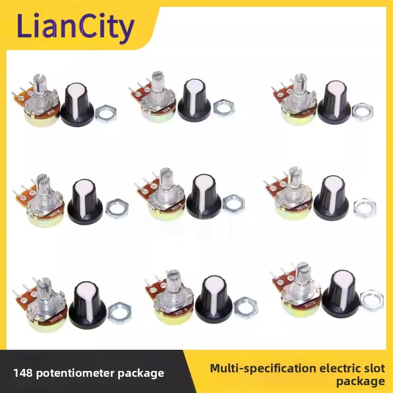 1Set Various Resistance Values148Potentiometer PackageB1K 2K 5K 10K 20K 50K 100K 500K 1M 9Species
1Set Various Resistance Values148Potentiometer PackageB1K 2K 5K 10K 20K 50K 100K 500K 1M 9Species