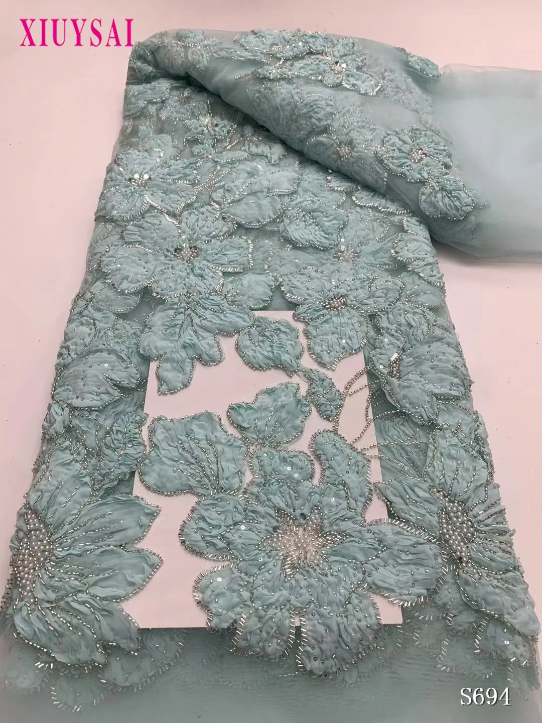 Light Green African Lace Fabrics, Embroidery Tulle with Sequins and Beaded, French Tulle Mesh for Wedding
Light Green African Lace Fabrics, Embroidery Tulle with Sequins and Beaded, French Tulle Mesh for Wedding