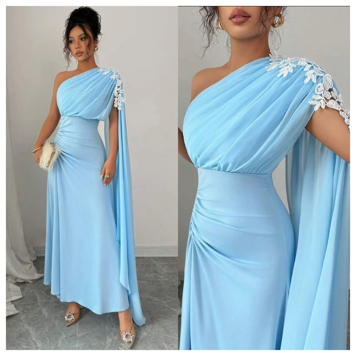 Customized High Quality Blue Jersey Evening Dress One Shoulder Sleeveless Special Occasion Gowns Bridal Party Appliques Soft
Customized High Quality Blue Jersey Evening Dress One Shoulder Sleeveless Special Occasion Gowns Bridal Party Appliques Soft