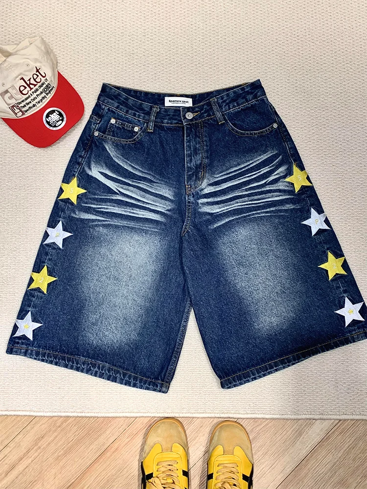 Retro Star Embroidery Large Size Denim Shorts Casual Loose Women's High Waist Wide Leg Pants Summer New Style Versatile Shorts
Retro Star Embroidery Large Size Denim Shorts Casual Loose Women's High Waist Wide Leg Pants Summer New Style Versatile Shorts
