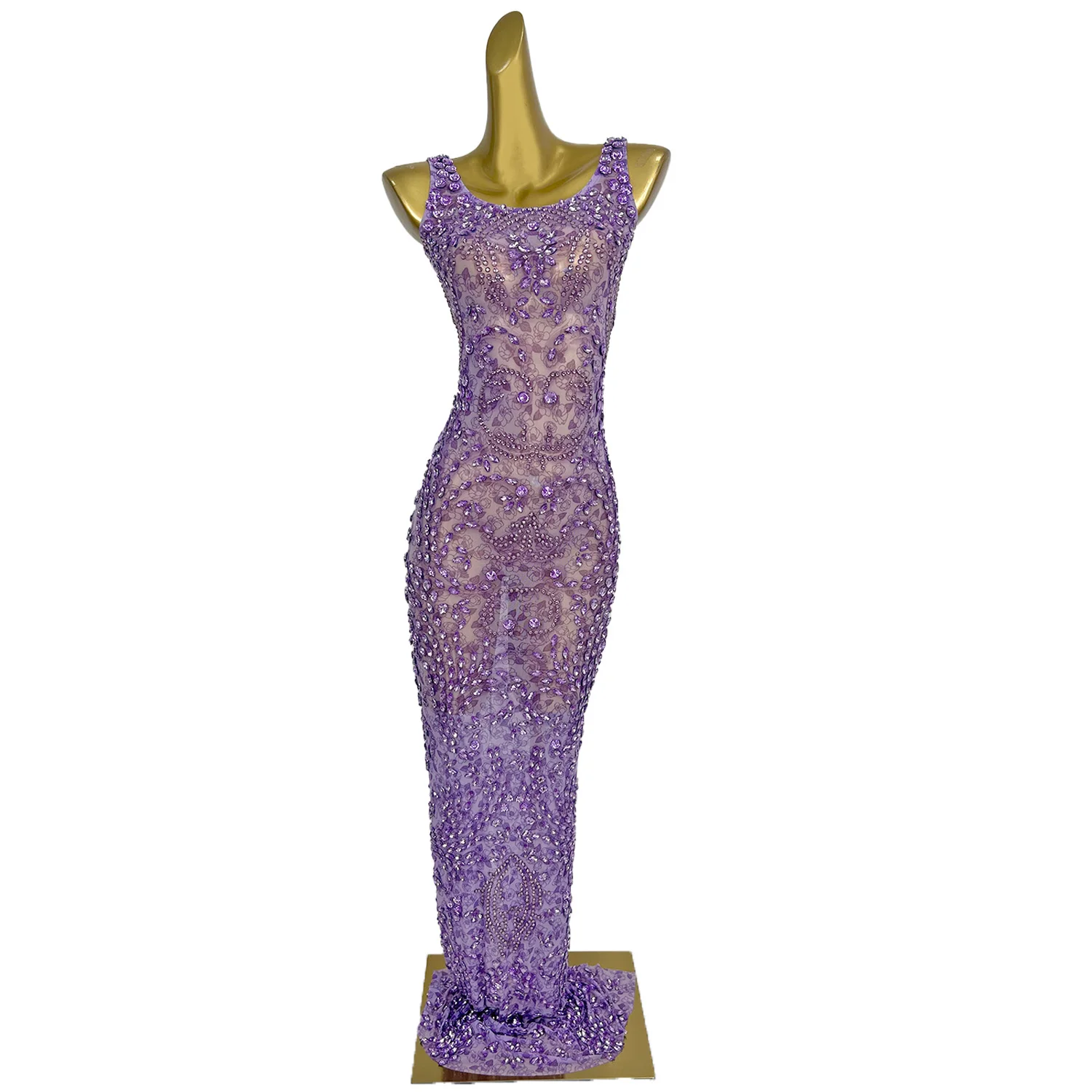Elegant Women Purple Rhinestone Banquet Dress Sexy Mesh Transparent Floor Long Dress Red Carpet Walking Dance Dress zixia
Elegant Women Purple Rhinestone Banquet Dress Sexy Mesh Transparent Floor Long Dress Red Carpet Walking Dance Dress zixia