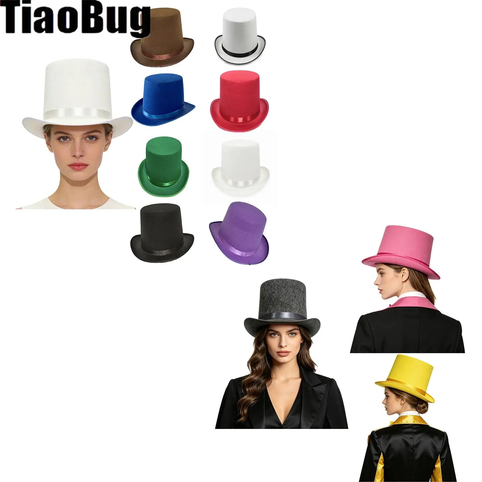 High Top Hat Rolled Brim Solid Color Top Hat Tuxedo Costume Magician Gentlemen Hat for Halloween Cosplay Festival Parties
High Top Hat Rolled Brim Solid Color Top Hat Tuxedo Costume Magician Gentlemen Hat for Halloween Cosplay Festival Parties