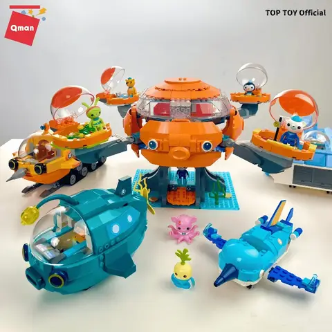 The Octonauts Building Blocks Octopod Horseshoe Crab Boat Small Pellet Children Assembly Narwhal Model Desktop Ornament Gift