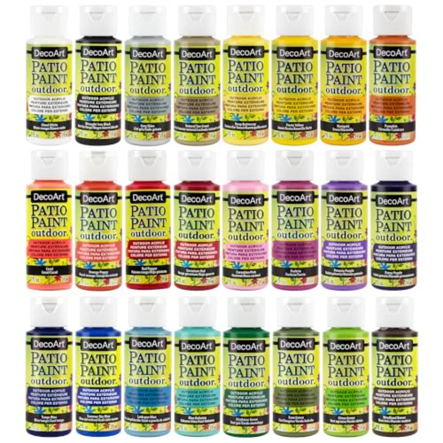 Patio Outdoor Paint Set 24 Starter Colors 2 fl oz Bottles Outdoor Weatherproof Permanent Paints for Wood, Terra Cotta and DIY C
Patio Outdoor Paint Set 24 Starter Colors 2 fl oz Bottles Outdoor Weatherproof Permanent Paints for Wood, Terra Cotta and DIY C