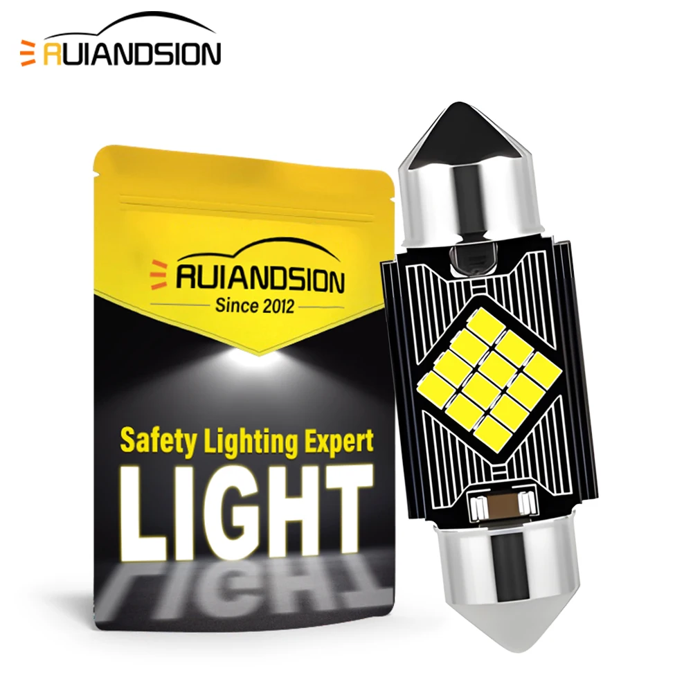 RUIANDSION 12V Canbus White LED Car License Plate Lights 2PCS Fit for 31MM 36MM 39MM 41MM Cars
RUIANDSION 12V Canbus White LED Car License Plate Lights 2PCS Fit for 31MM 36MM 39MM 41MM Cars