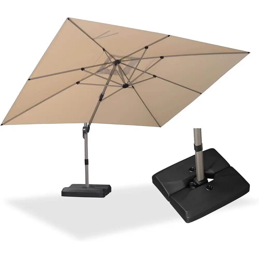 10' x 13' Outdoor Cantilever Umbrella with 360° Rotation and Base, Beige
10' x 13' Outdoor Cantilever Umbrella with 360° Rotation and Base, Beige