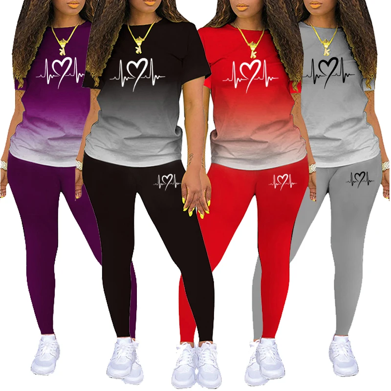 New Fashion Ladies Heartbeat Printed Tshirt Pant Two Piece Set Summer Sexy Outfits Women Shirt Suit
New Fashion Ladies Heartbeat Printed Tshirt Pant Two Piece Set Summer Sexy Outfits Women Shirt Suit