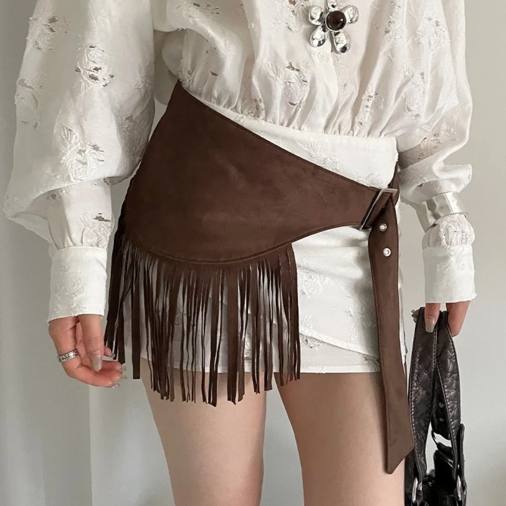 Elegant Solid Color Tassel Waist Belt Cowboy Style Fringe Mini Skirts Y2k Korean Style Triangle Butt Curtain Women
Elegant Solid Color Tassel Waist Belt Cowboy Style Fringe Mini Skirts Y2k Korean Style Triangle Butt Curtain Women