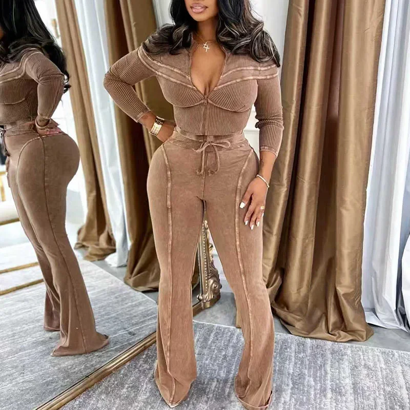 Doyerl Ribbed Knitted Two Piece Set Women Fall Winter Clothes Striped Long Sleeve Zipper Jacket Top and Flare Pants Ensemble
Doyerl Ribbed Knitted Two Piece Set Women Fall Winter Clothes Striped Long Sleeve Zipper Jacket Top and Flare Pants Ensemble