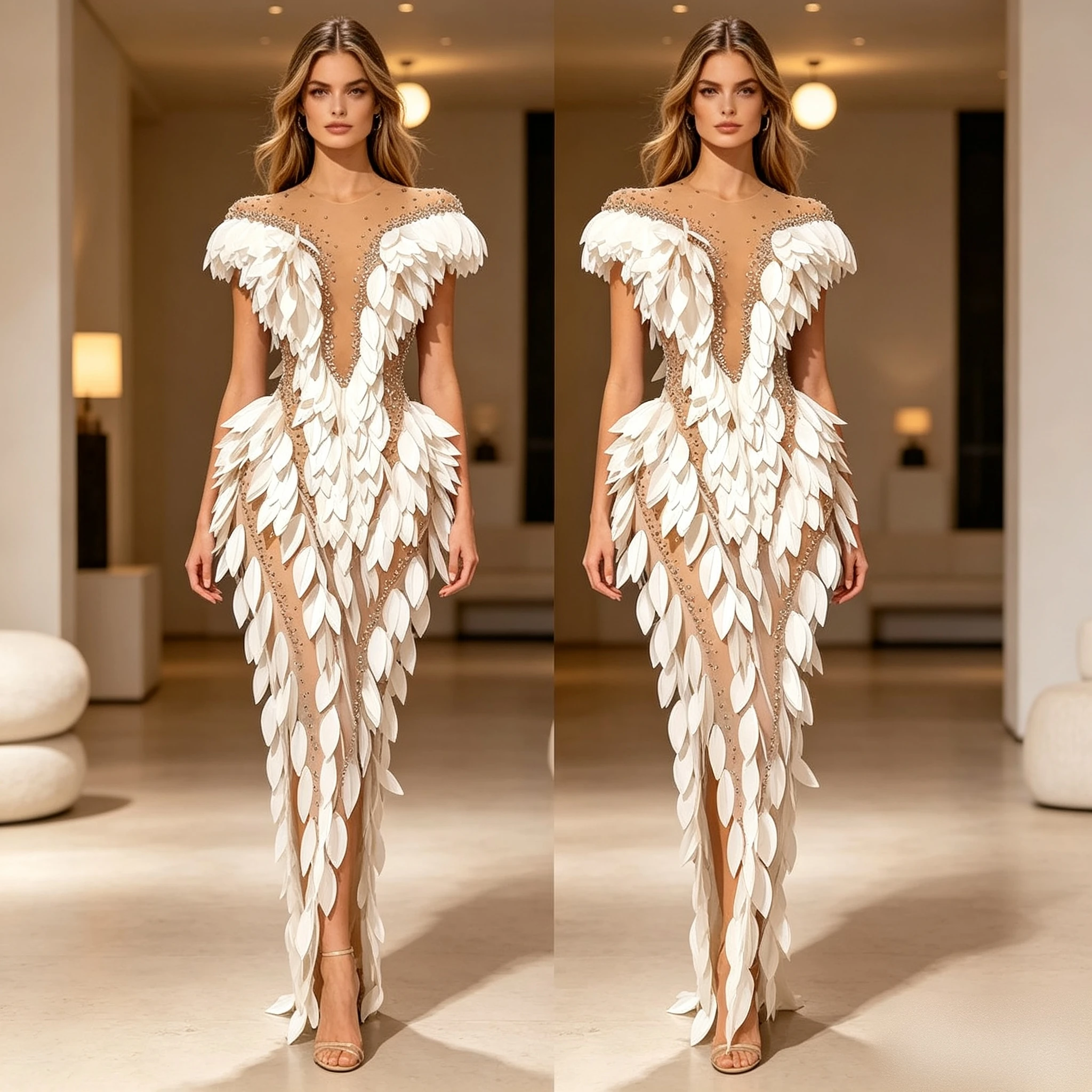 Women's Sexy White Feather Dress See-through Mesh Rhinestone Applique Pageant Drag Queen Stage Evening Gown
Women's Sexy White Feather Dress See-through Mesh Rhinestone Applique Pageant Drag Queen Stage Evening Gown