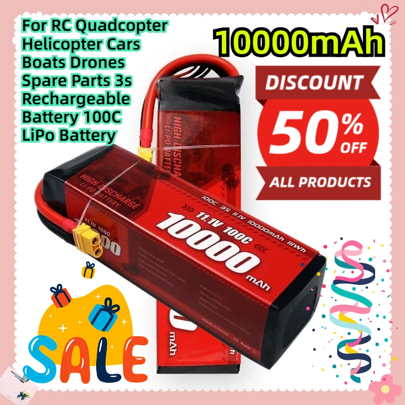 11.1V 10000mAh For RC Quadcopter Helicopter Cars Boats Drones Spare Parts 3s Rechargeable Battery 100C LiPo Battery
11.1V 10000mAh For RC Quadcopter Helicopter Cars Boats Drones Spare Parts 3s Rechargeable Battery 100C LiPo Battery