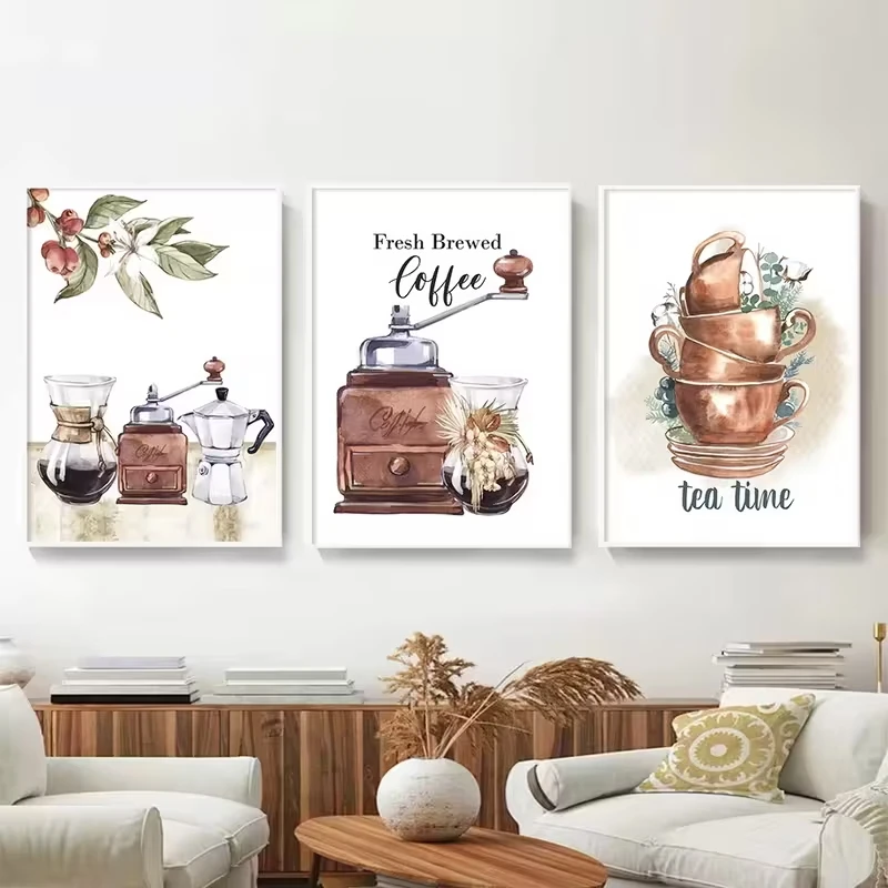 3pcs Fresh Tea Brewing Time Coffee Cup Machine Wintergreen Fruit Wall Artistic Canvas Nordic Poster Print, Bar Cafe Decoration 
3pcs Fresh Tea Brewing Time Coffee Cup Machine Wintergreen Fruit Wall Artistic Canvas Nordic Poster Print, Bar Cafe Decoration