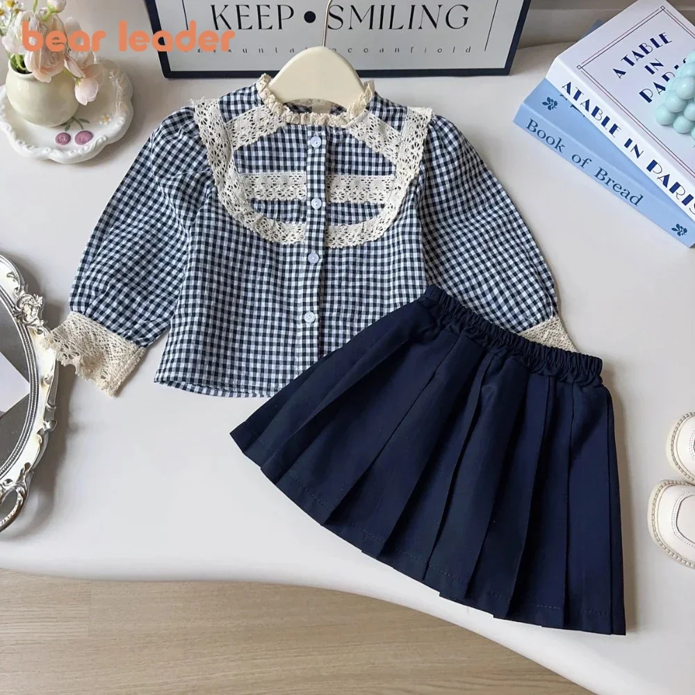 Bear Leader Spring and Autumn Kids Clothes Girls Blue Long Sleeved Single Breasted Lace Checkered Top+Pleated Skirt 2-piece Set
Bear Leader Spring and Autumn Kids Clothes Girls Blue Long Sleeved Single Breasted Lace Checkered Top+Pleated Skirt 2-piece Set