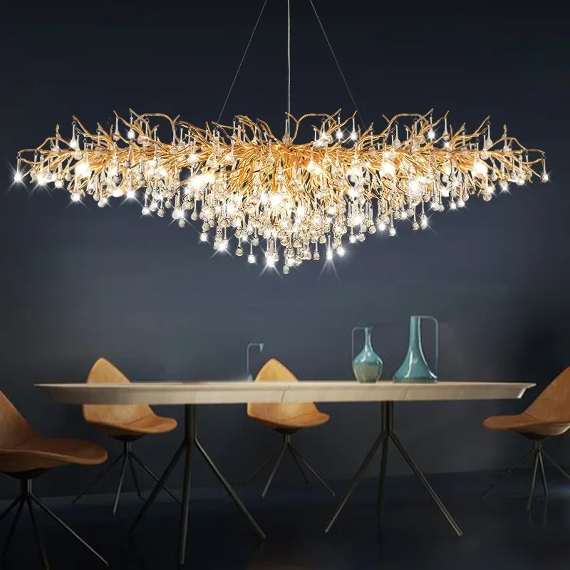 American style indoor decorative crystal aluminum droplet branch design nordic modern luxury chandelier
American style indoor decorative crystal aluminum droplet branch design nordic modern luxury chandelier