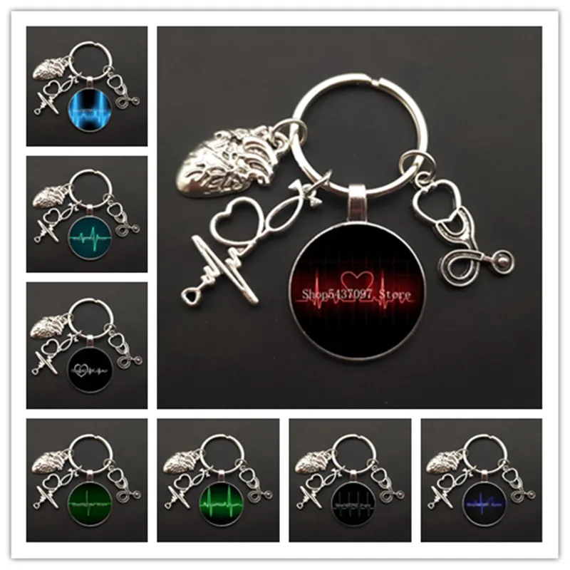 New Heartbeat Glass Round Keychain Medical Stethoscope Keyring Heart Keychain Doctor Nurse Gift DIY Handmade Jewelry
New Heartbeat Glass Round Keychain Medical Stethoscope Keyring Heart Keychain Doctor Nurse Gift DIY Handmade Jewelry