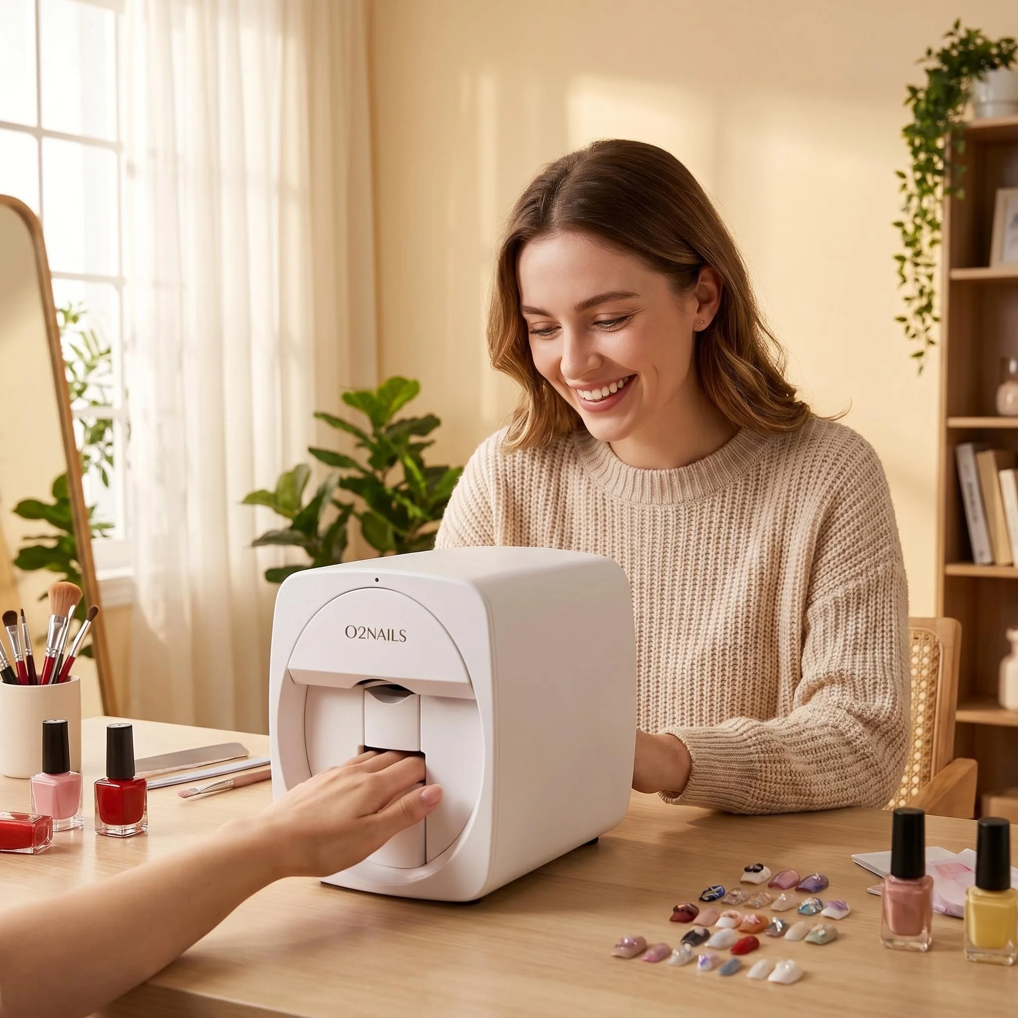 Portable 3D Nail Painting Printer, APP Controlled DIY Nail Art Machine with 1000+ Patterns, Ideal Gift for Girls Ladies, Suitable for Home and Salon Use