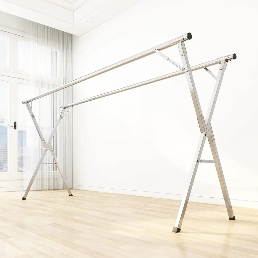 Portable Heavy-Duty Stainless Steel Clothes Drying Rack, Collapsible with Windproof Hooks for Indoor/Outdoor Use (2m)
Portable Heavy-Duty Stainless Steel Clothes Drying Rack, Collapsible with Windproof Hooks for Indoor/Outdoor Use (2m)