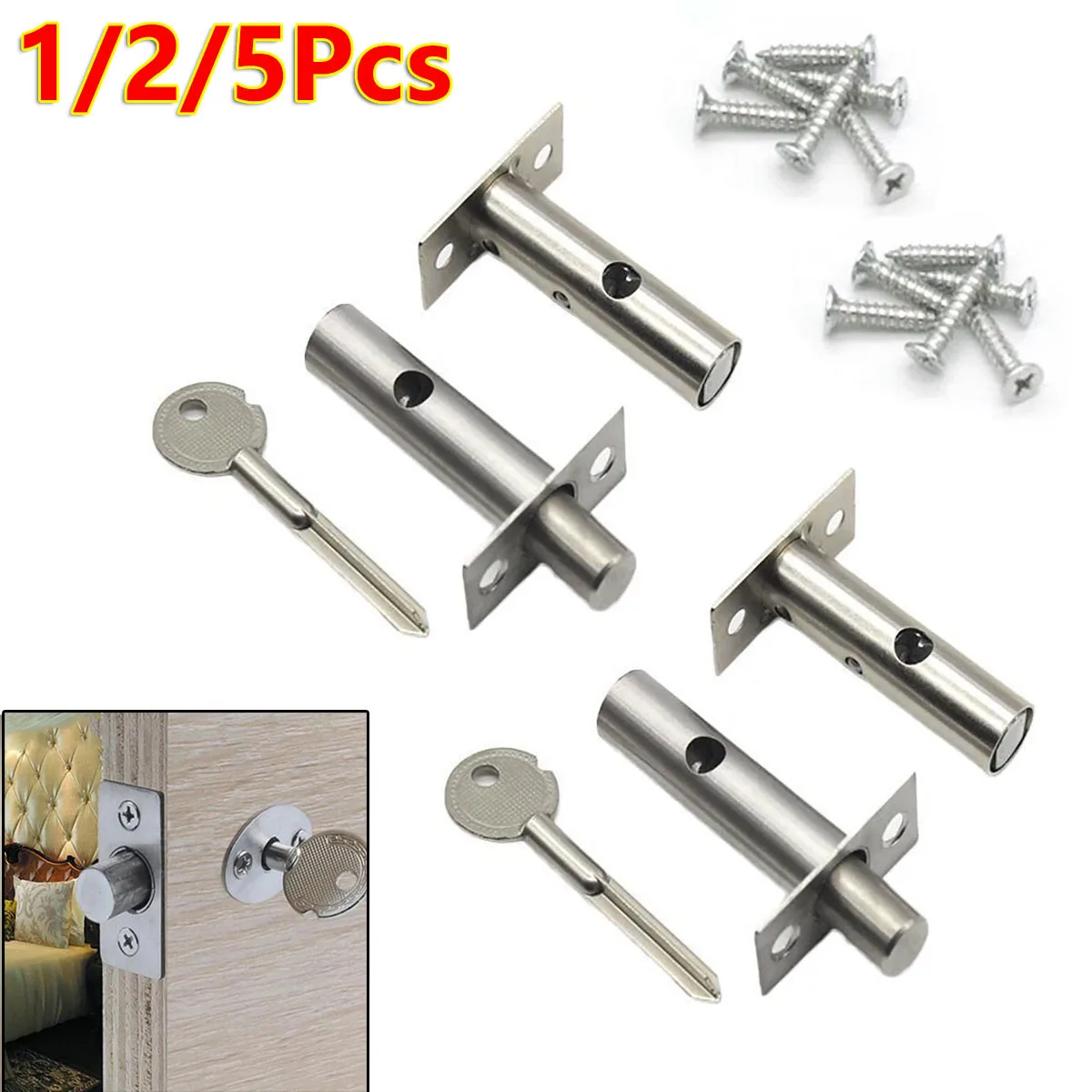 1/2/5Pcs Invisible Mortise Door Lock Stainless Steel Door Rack Bolts Dead Bolt Lock Star Key Security Bolt Keys Tool Furniture
1/2/5Pcs Invisible Mortise Door Lock Stainless Steel Door Rack Bolts Dead Bolt Lock Star Key Security Bolt Keys Tool Furniture