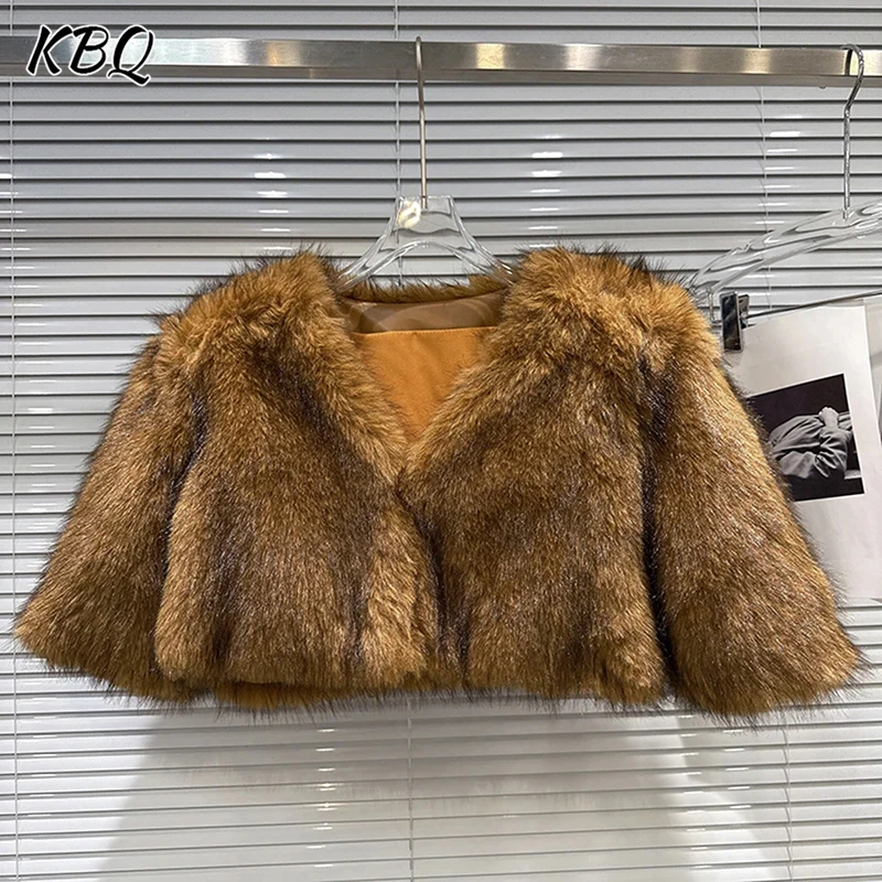 KBQ Solid Artificial Fur Ultra Chic Casual Short Jacket for Women Lapel Long Sleeve Temperament Coats Female Fashion 2025 Winter
KBQ Solid Artificial Fur Ultra Chic Casual Short Jacket for Women Lapel Long Sleeve Temperament Coats Female Fashion 2025 Winter