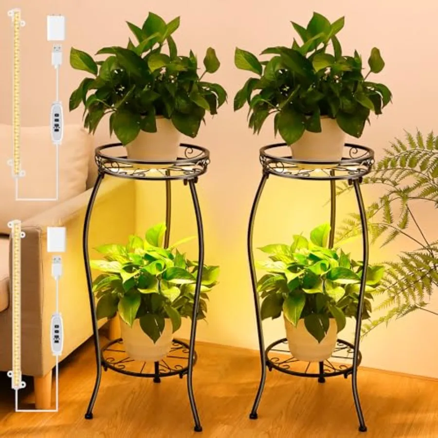 2 Pack Plant Stand indoor Outdoor 2 Tier 27" with Grow Light Tall Metal Potted Holder Rack Flower Stand Rustproof Iron Heavy Du
2 Pack Plant Stand indoor Outdoor 2 Tier 27" with Grow Light Tall Metal Potted Holder Rack Flower Stand Rustproof Iron Heavy Du