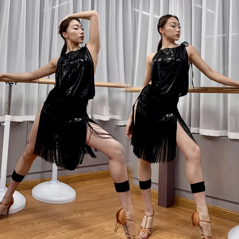 Summer Women's Latin Dance Dress Practice Wear Black Sleeveless Fringe Dress Adult Performance Clothes Training Dancewear 2939
Summer Women's Latin Dance Dress Practice Wear Black Sleeveless Fringe Dress Adult Performance Clothes Training Dancewear 2939