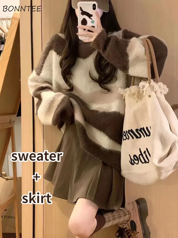 Two Pieces Sets Women Outfits Autumn Simple Sweet Girls Panelled Vintage Sweater Pullovers Pleated Mini Skirts Korean Style Chic
Two Pieces Sets Women Outfits Autumn Simple Sweet Girls Panelled Vintage Sweater Pullovers Pleated Mini Skirts Korean Style Chic