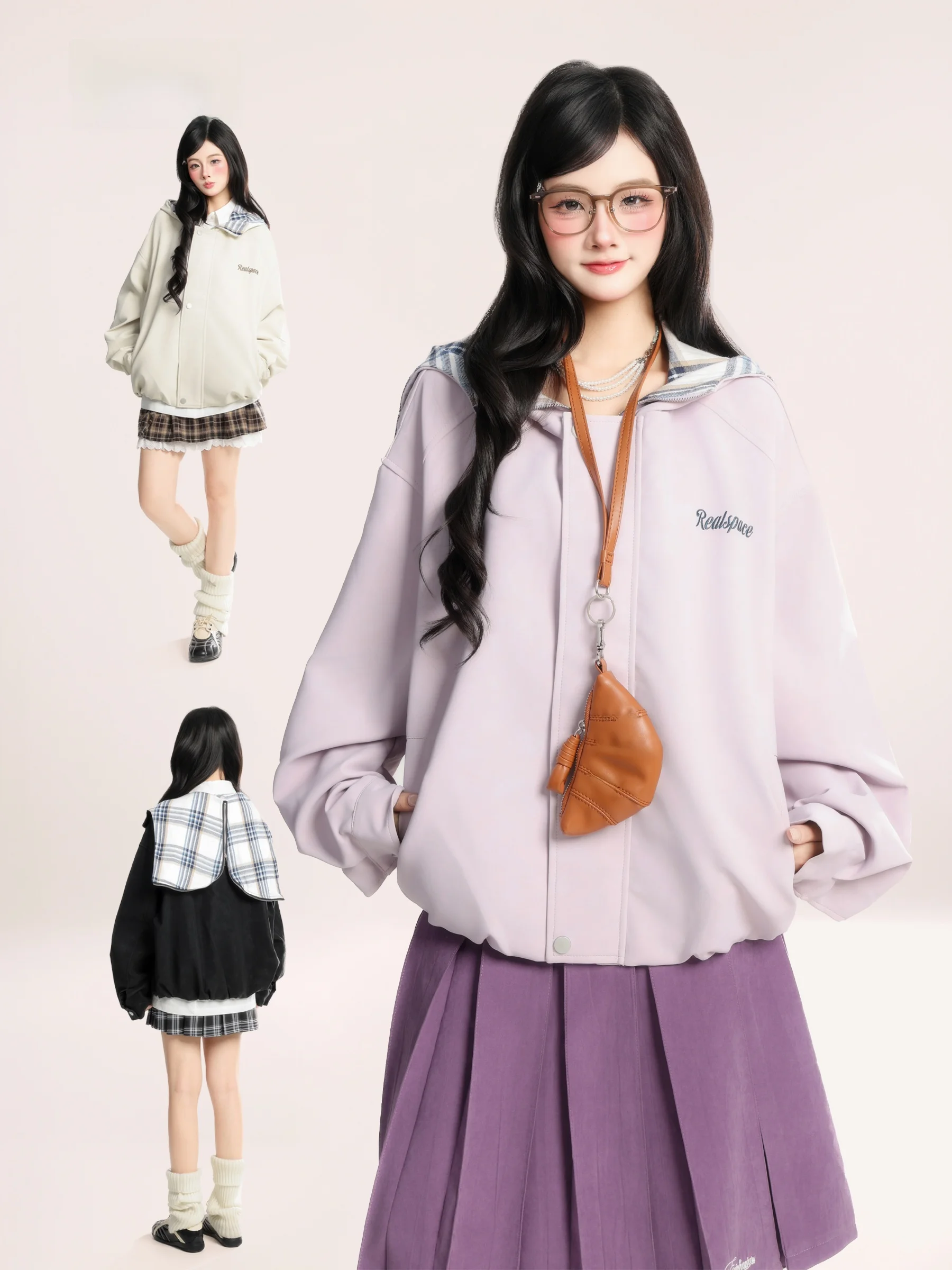 HM American Retro Plaid Splicing Hooded Jaet Women's Loose Zipper Workwear Jaet Trendy Spring New Sle Ladies Coat
HM American Retro Plaid Splicing Hooded Jaet Women's Loose Zipper Workwear Jaet Trendy Spring New Sle Ladies Coat