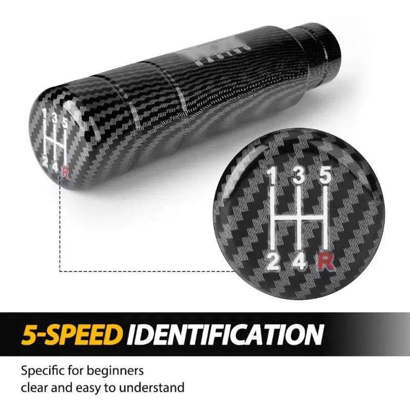 Stylish 5 Speed Gear Shift Knob With Carbon Fiber Appeal Fits Any 8MM 10MM 12MM Shaft
Stylish 5 Speed Gear Shift Knob With Carbon Fiber Appeal Fits Any 8MM 10MM 12MM Shaft