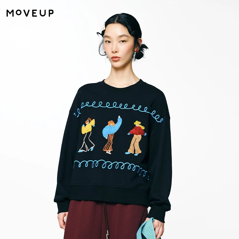 MOVEUP Long Sleeved Round Neck Sweatshirt Autumn Fun Contrasting Character Embroidery Commuting Pullover Top For Women 3EWQ11405
MOVEUP Long Sleeved Round Neck Sweatshirt Autumn Fun Contrasting Character Embroidery Commuting Pullover Top For Women 3EWQ11405