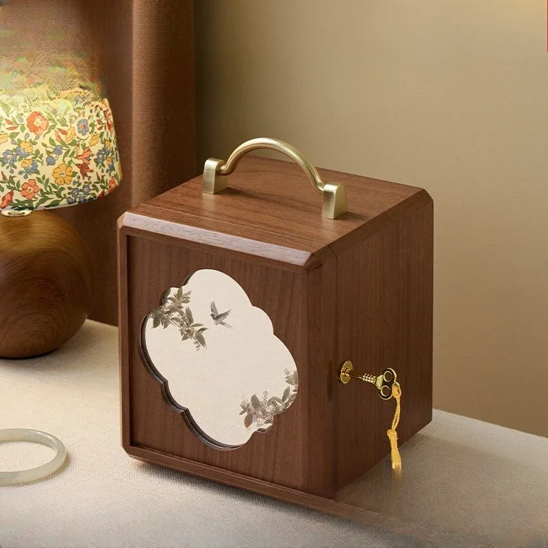 Solid Wood Jewelry Box with Lock Chinese-Style Gold And Gemstone Storage Case for Accessories Valentine's Day Gift
Solid Wood Jewelry Box with Lock Chinese-Style Gold And Gemstone Storage Case for Accessories Valentine's Day Gift