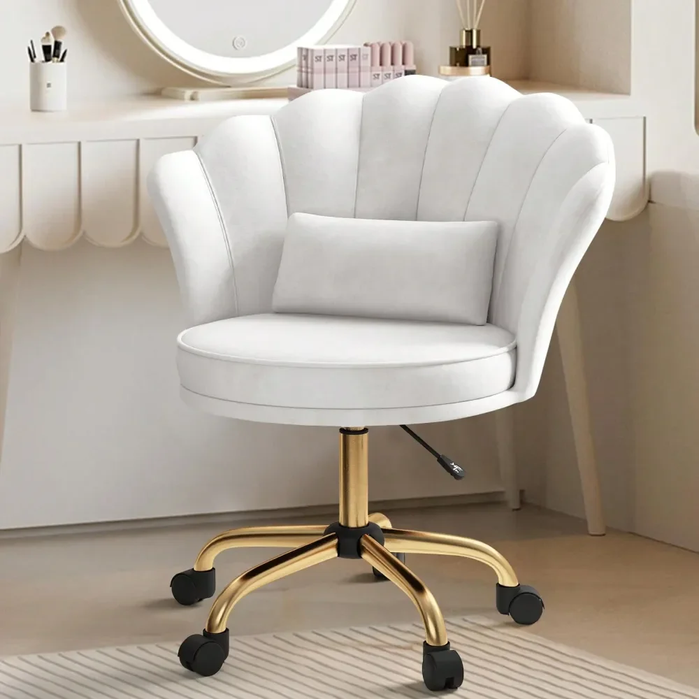 Modern Velvet Vanity Chair With Gold Base, Swivel Office Chair With Lumbar Pillow, Adjustable Rolling Task Chair For Condo, Bed
Modern Velvet Vanity Chair With Gold Base, Swivel Office Chair With Lumbar Pillow, Adjustable Rolling Task Chair For Condo, Bed