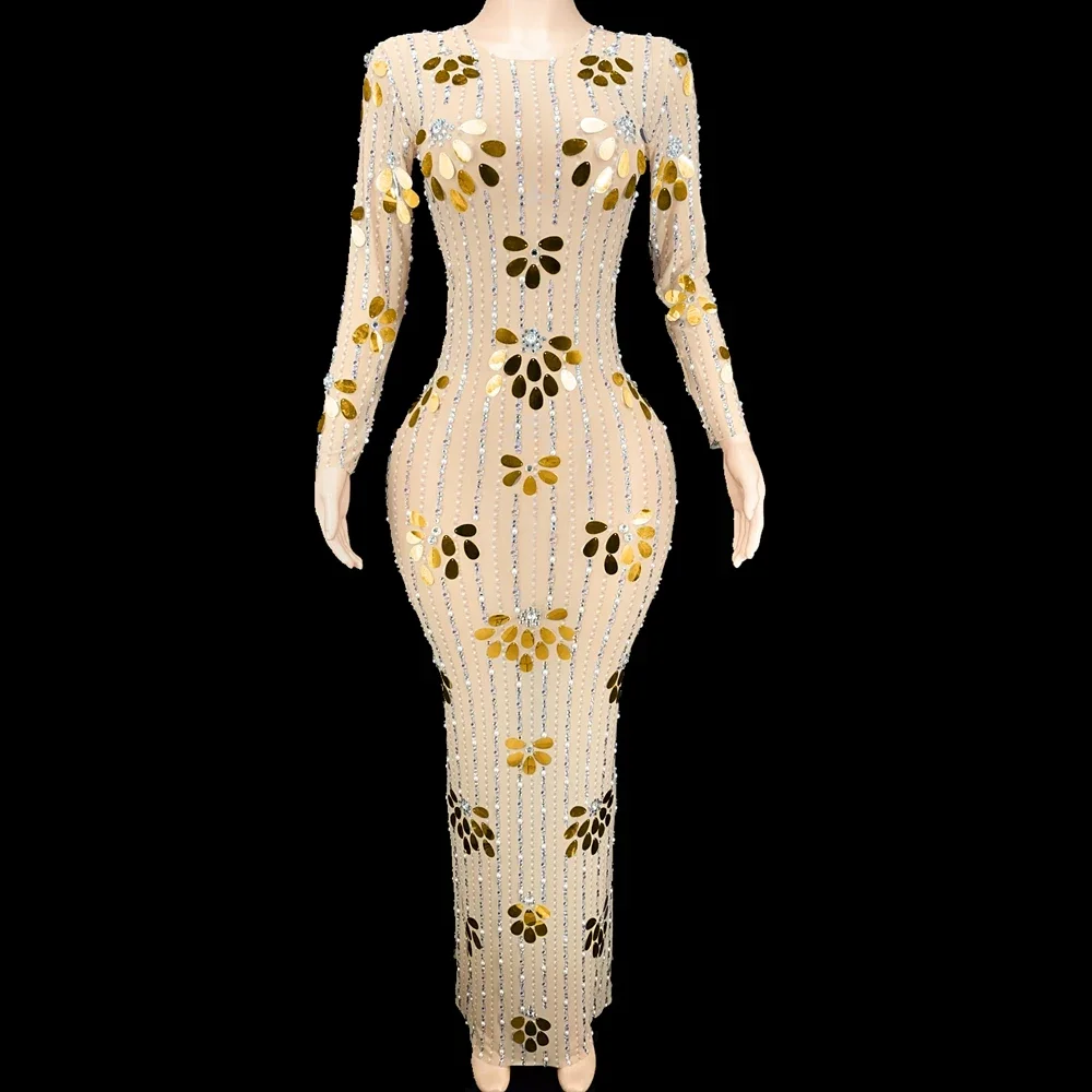 Sparkly Sequins Rhinestones Long Sleeves Mesh Transparent Dress Sexy Birthday Celebrate Evening Party Dress
Sparkly Sequins Rhinestones Long Sleeves Mesh Transparent Dress Sexy Birthday Celebrate Evening Party Dress