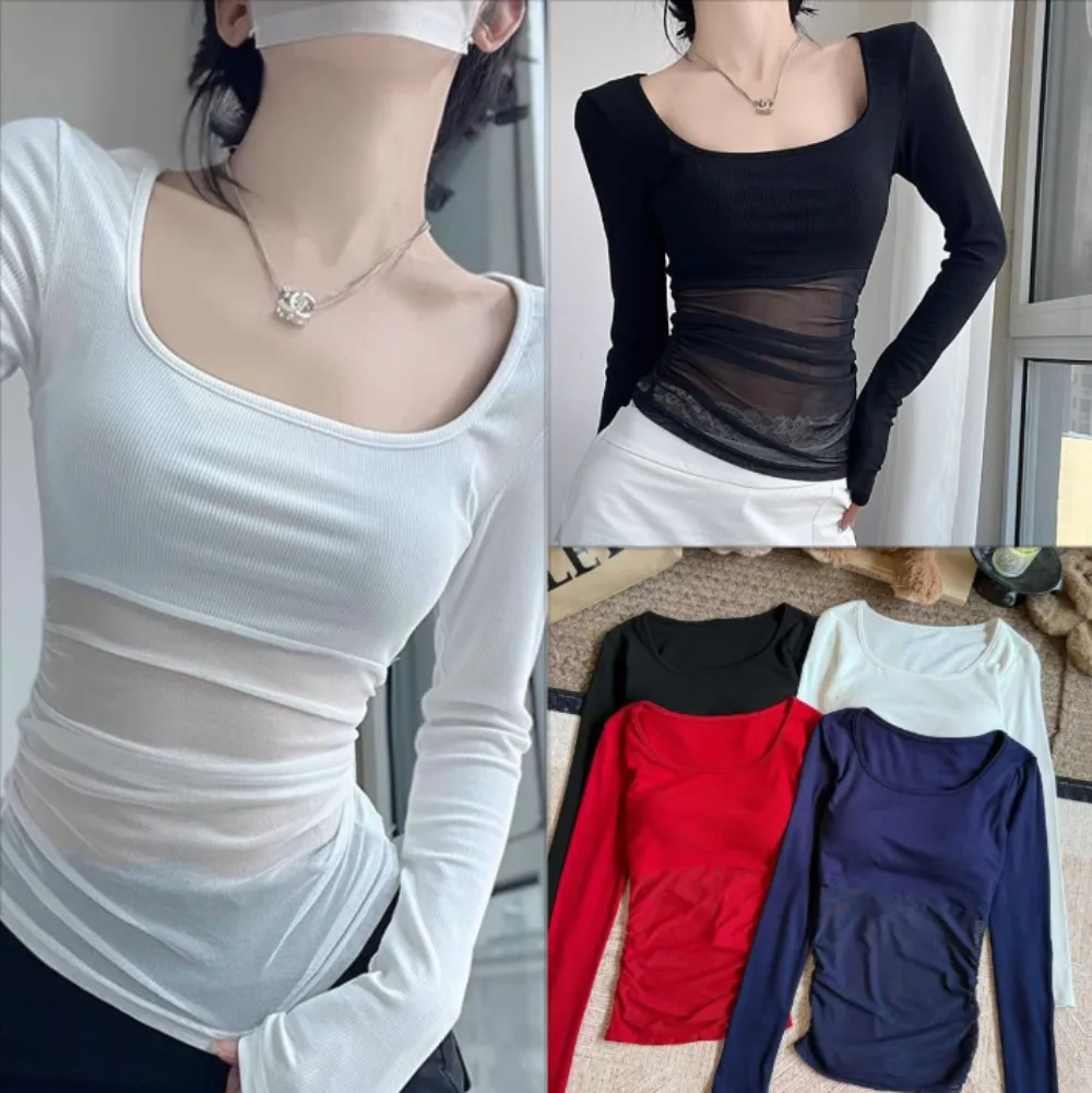 Sexy Mesh Splice Pullover Women Long Sleeve Slim Casual Top Blouse with Chest Pads
Sexy Mesh Splice Pullover Women Long Sleeve Slim Casual Top Blouse with Chest Pads