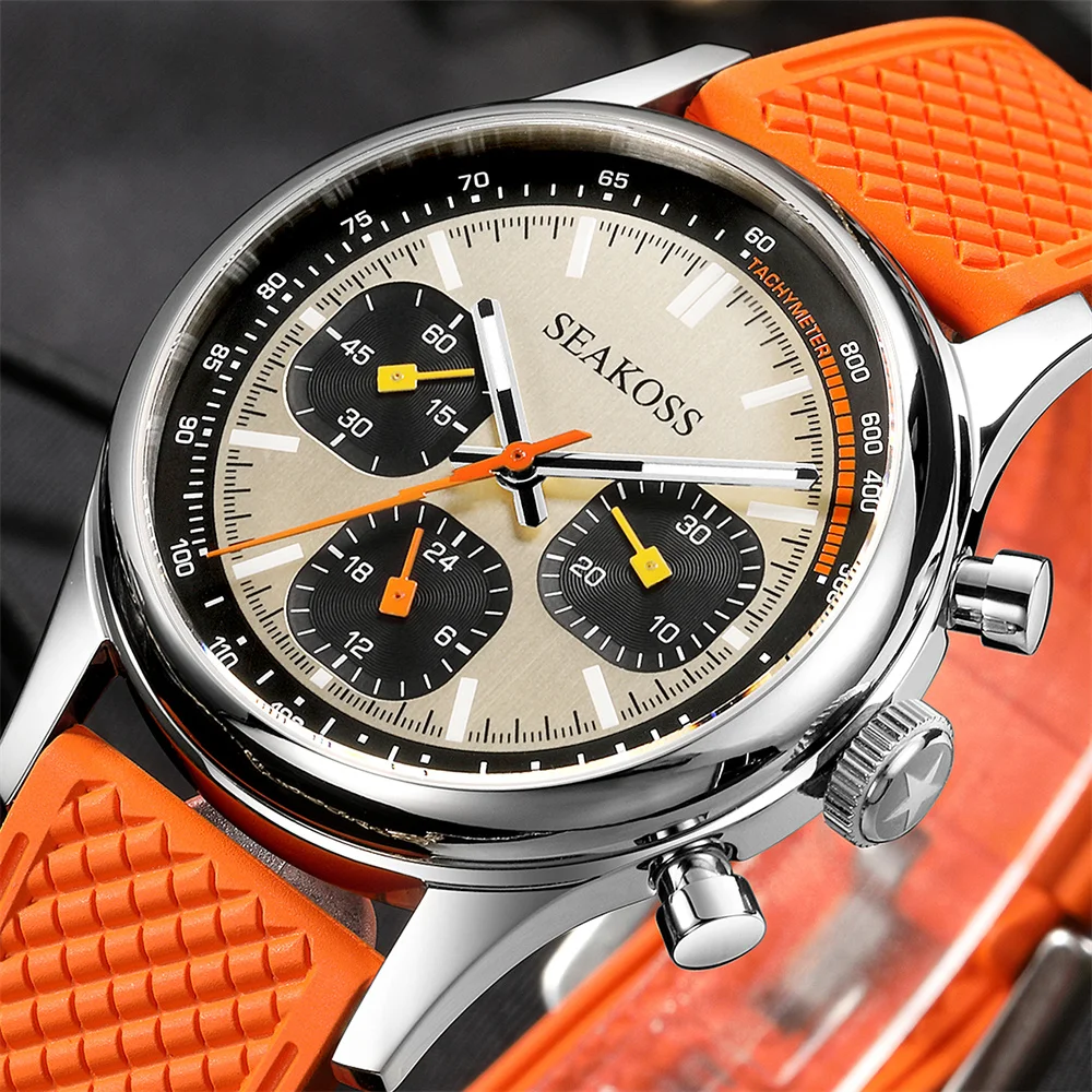 SEAKOSS 1963 Chronograph 40mm Mechanical Watch Men’s with Seagull ST1903 Movement FKM Pilot Super Luminous Sapphire Wristwatches
SEAKOSS 1963 Chronograph 40mm Mechanical Watch Men’s with Seagull ST1903 Movement FKM Pilot Super Luminous Sapphire Wristwatches