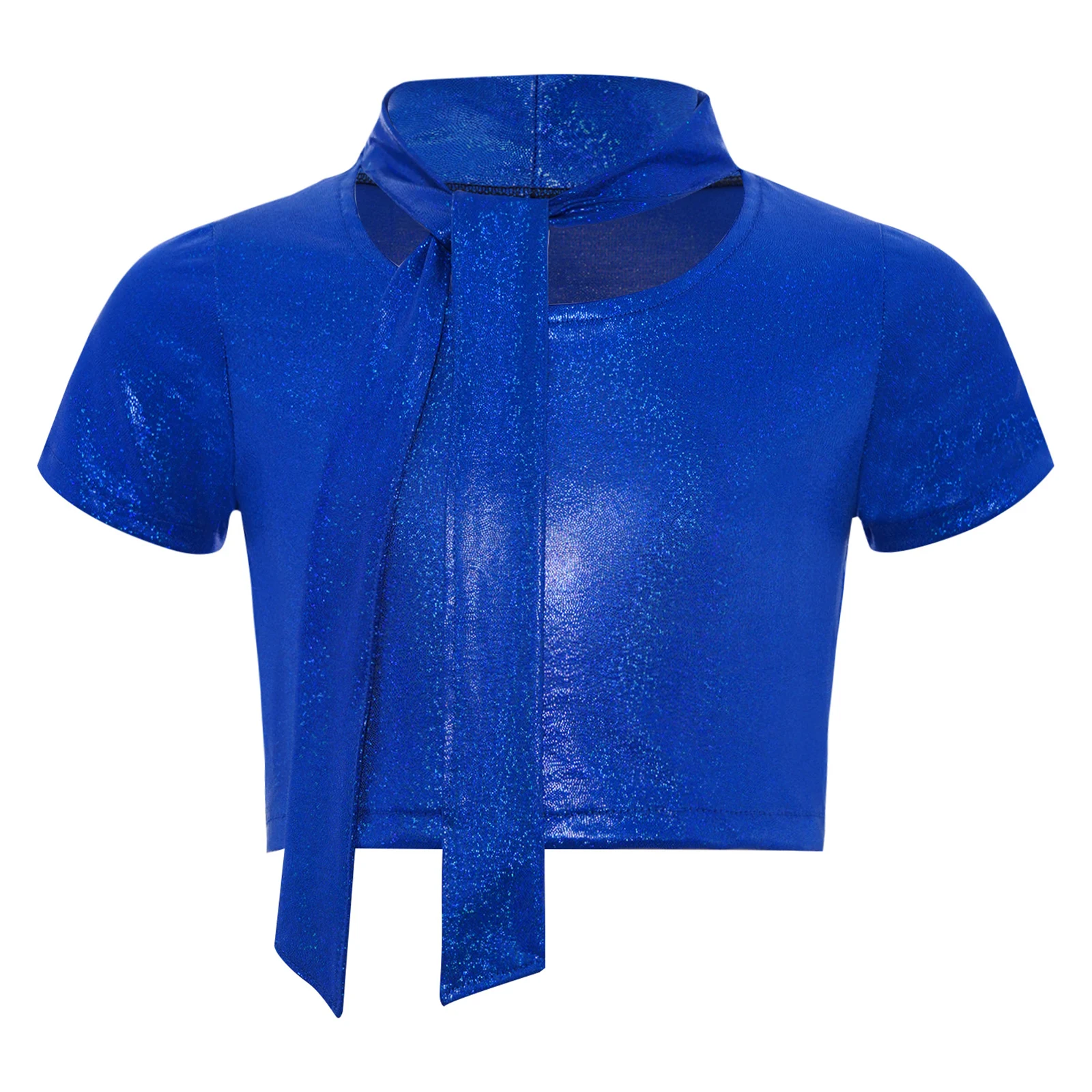 Kids Girls T-shirt Lace-up Collar Short Sleeves Metallic Dance Crop Top for Cheerleading Jazz Hip Hop Dance Performance Party
Kids Girls T-shirt Lace-up Collar Short Sleeves Metallic Dance Crop Top for Cheerleading Jazz Hip Hop Dance Performance Party