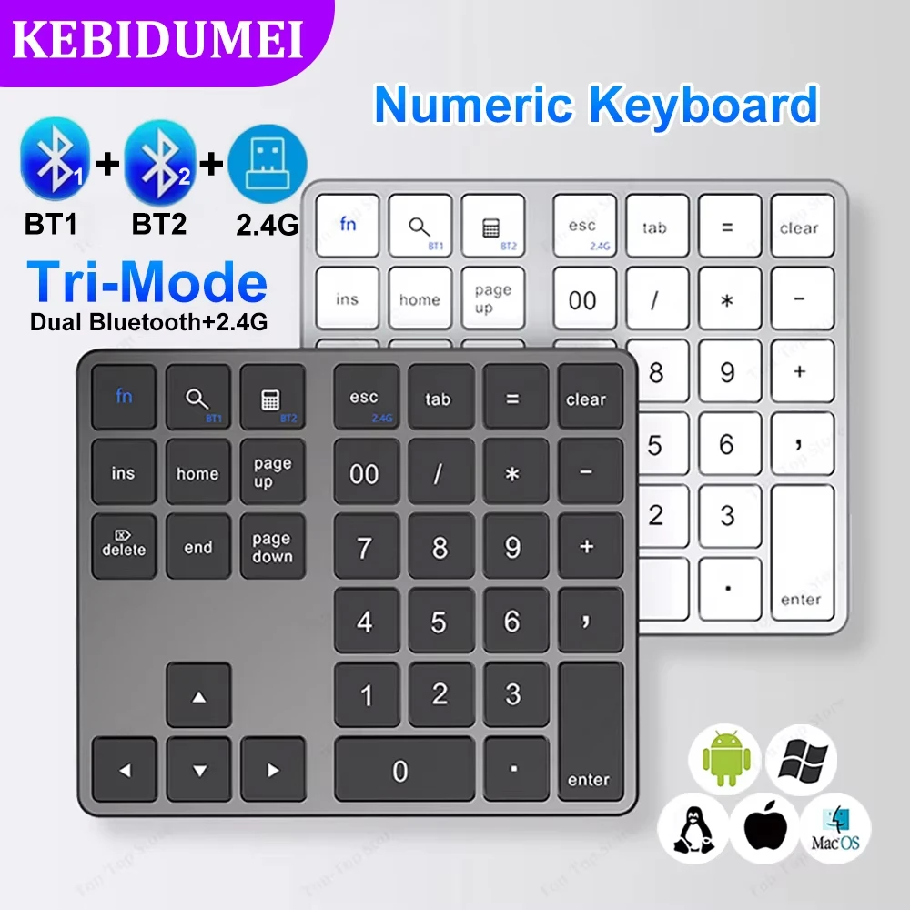 Dual Bluetooth Numeric Keypad 2.4Ghz Wireless Keyboard K35 Digital Keyboard 300mAh Rechargeable Numpad for IOS Android Windows
Dual Bluetooth Numeric Keypad 2.4Ghz Wireless Keyboard K35 Digital Keyboard 300mAh Rechargeable Numpad for IOS Android Windows