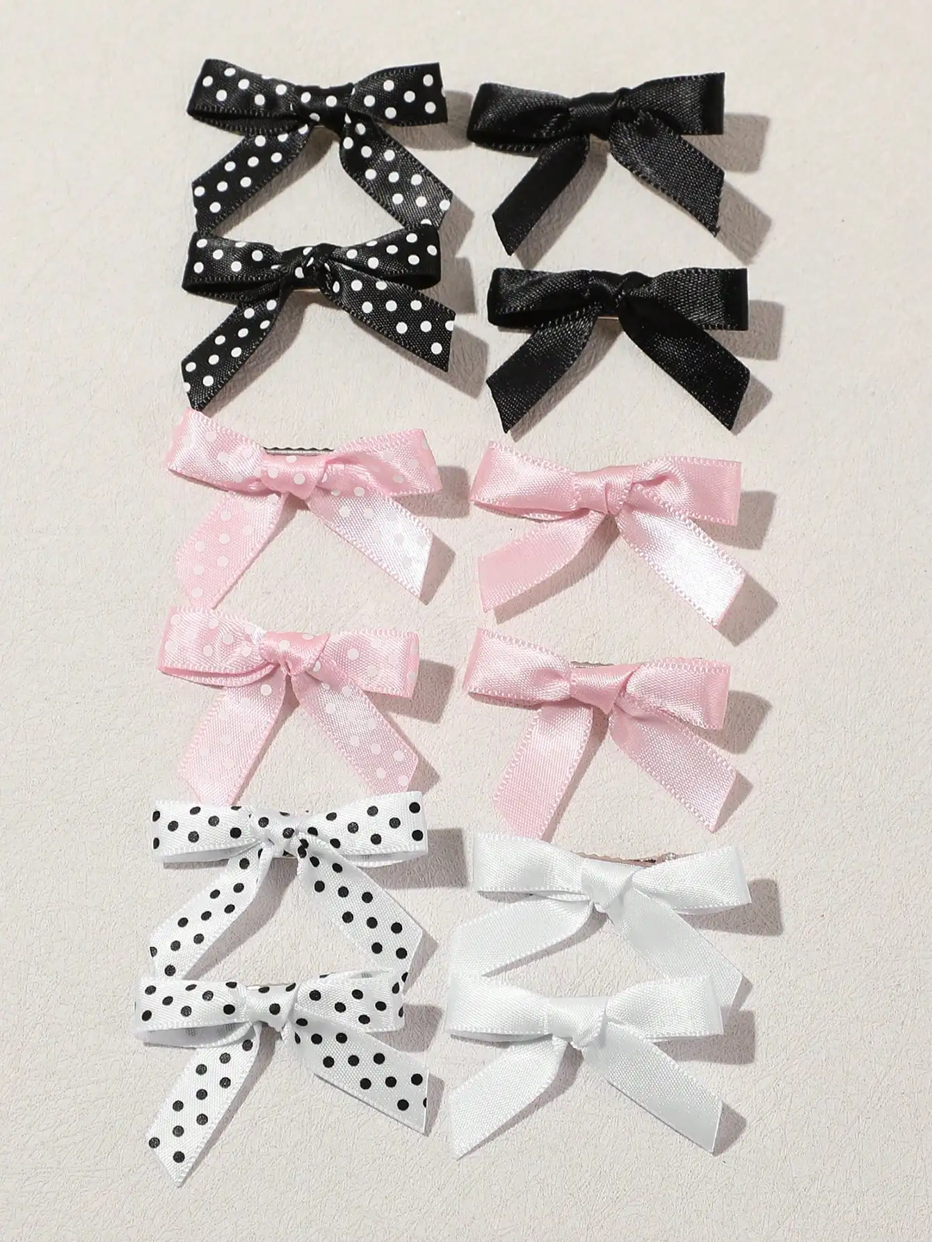 12pcs Y2K Style Mini Solid Color & Polka Dot Bow Hair Clips, Suitable For Girls With Bangs And Braids
12pcs Y2K Style Mini Solid Color & Polka Dot Bow Hair Clips, Suitable For Girls With Bangs And Braids