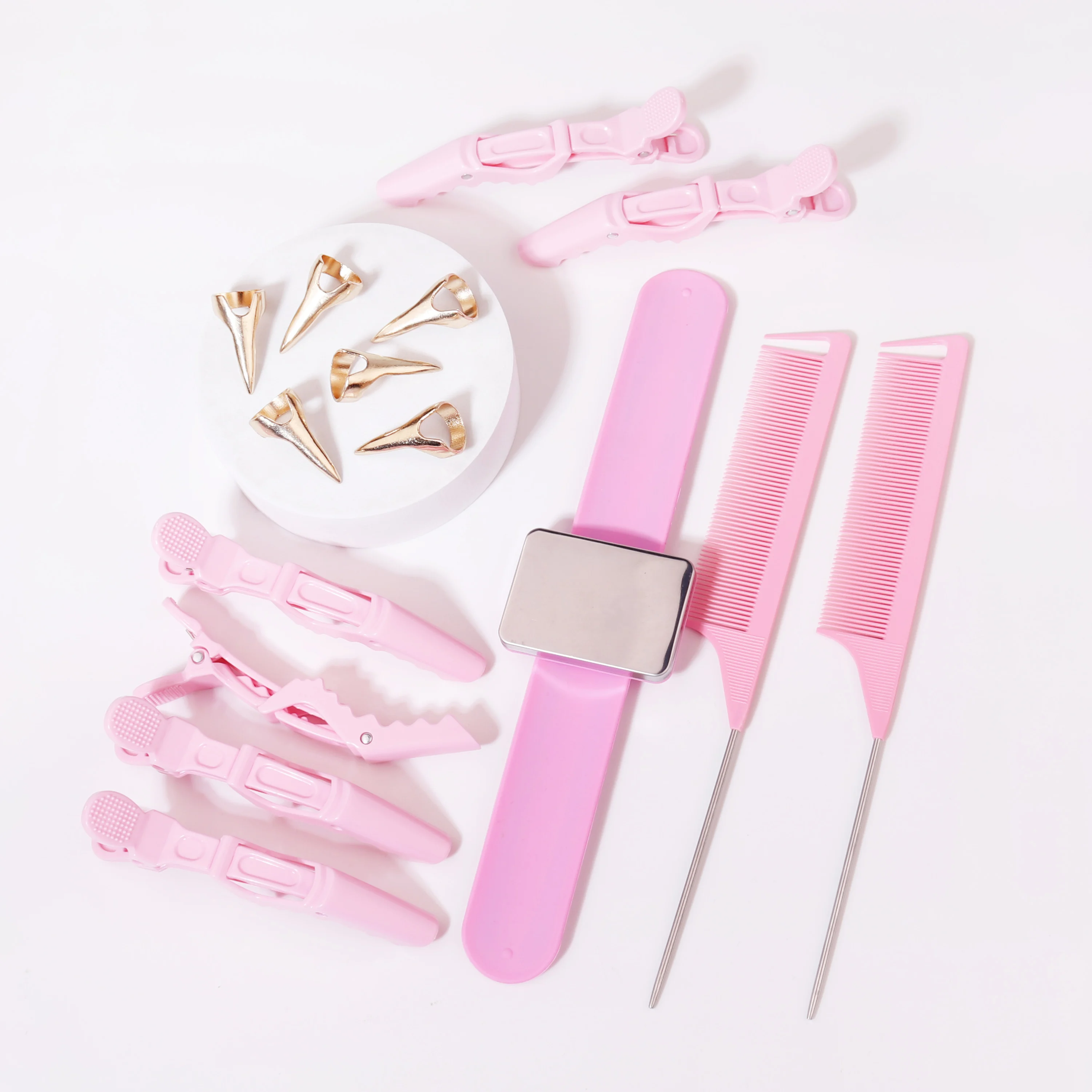 1PCS magnetic needle wristband and 2PCS pointed comb, 6PCS wide toothed hair clip, 6PCS distribution ring, salon hairstyle tool
1PCS magnetic needle wristband and 2PCS pointed comb, 6PCS wide toothed hair clip, 6PCS distribution ring, salon hairstyle tool