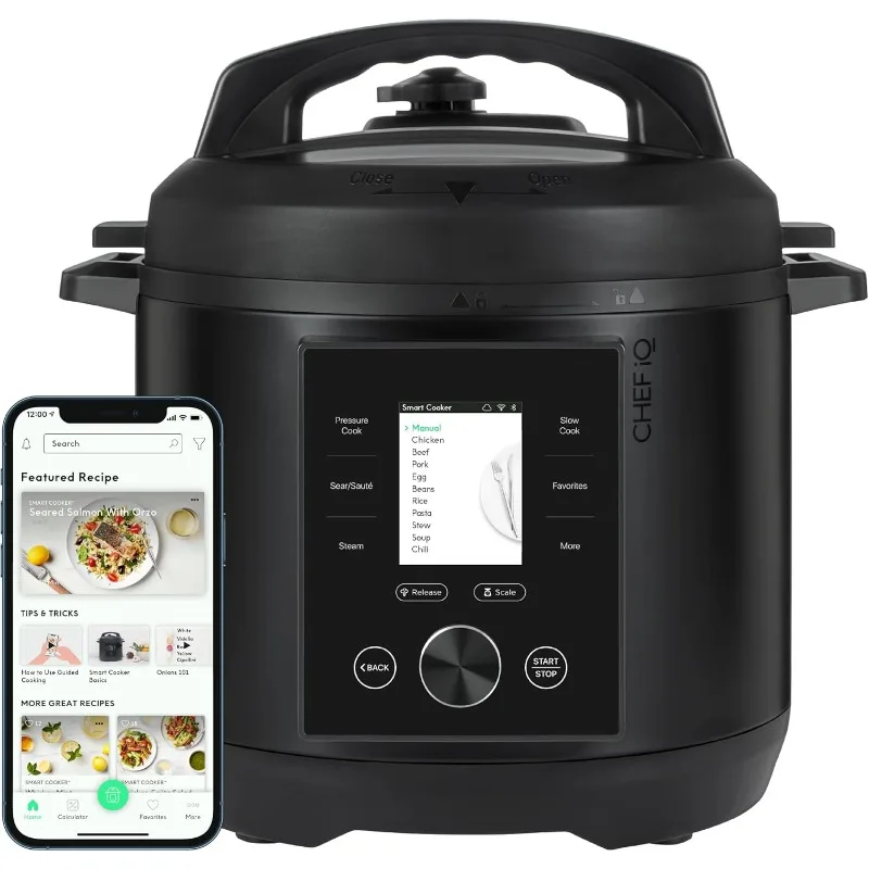 Smart Pressure Cooker 10 Cooking Functions & 18 Features 1000+ Presets & Times & Temps w/App for 600+ Foolproof Guided Recipes
Smart Pressure Cooker 10 Cooking Functions & 18 Features 1000+ Presets & Times & Temps w/App for 600+ Foolproof Guided Recipes
