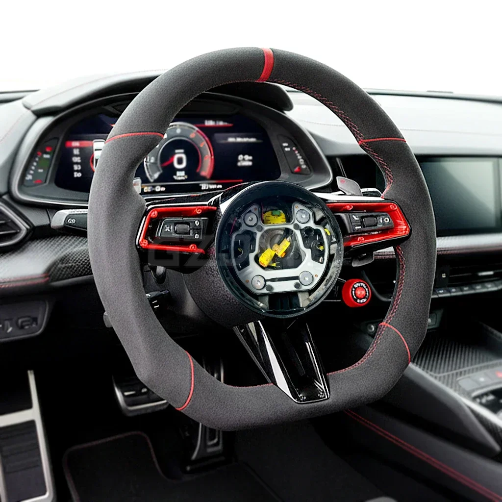 Custom Suede Steering Wheel Red Stitching Carbon Fiber Trim & Drive Mode Switch for 911 992
Custom Suede Steering Wheel Red Stitching Carbon Fiber Trim & Drive Mode Switch for 911 992